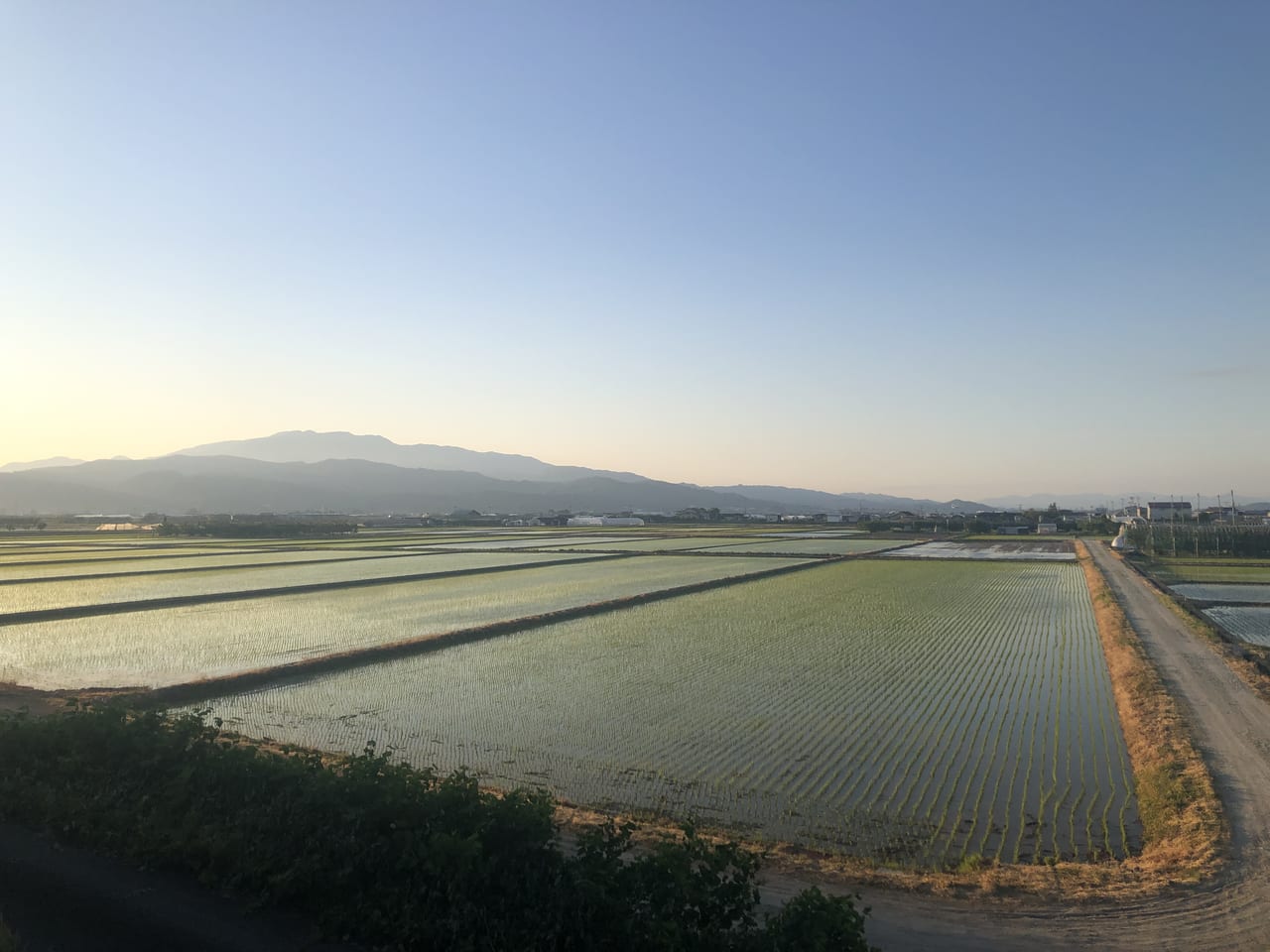 5月29日　溝延からの田んぼ　夕やけ